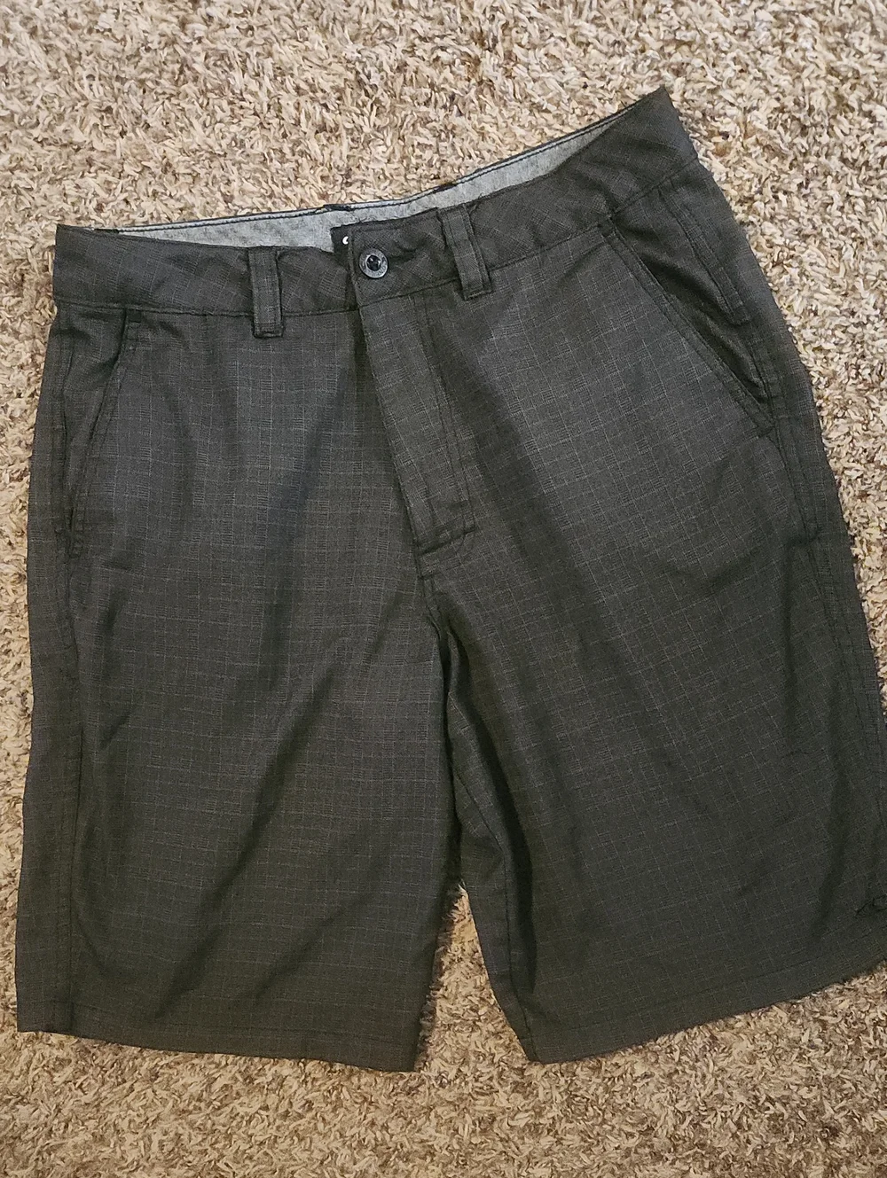 O'Neill Mens Charcoal Micro-Check Flat Front Shorts